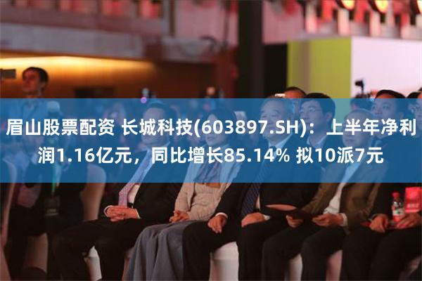 眉山股票配资 长城科技(603897.SH)：上半年净利润1.16亿元，同比增长85.14% 拟10派7元