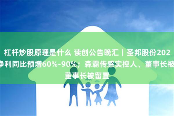 杠杆炒股原理是什么 读创公告晚汇｜圣邦股份2024年净利同比预增60%-90%；森霸传感实控人、董事长被留置